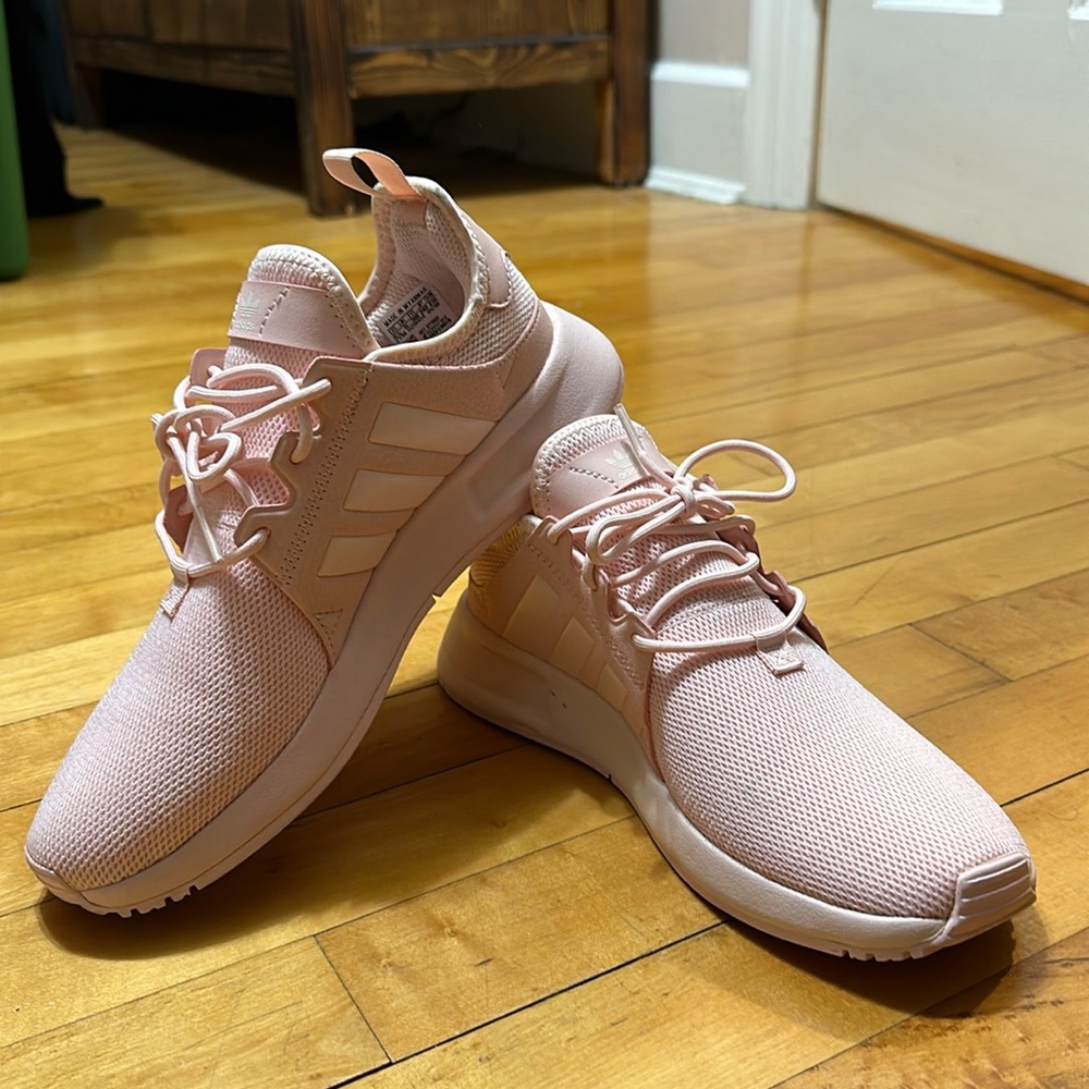 Baby pink adidas mesh shoes